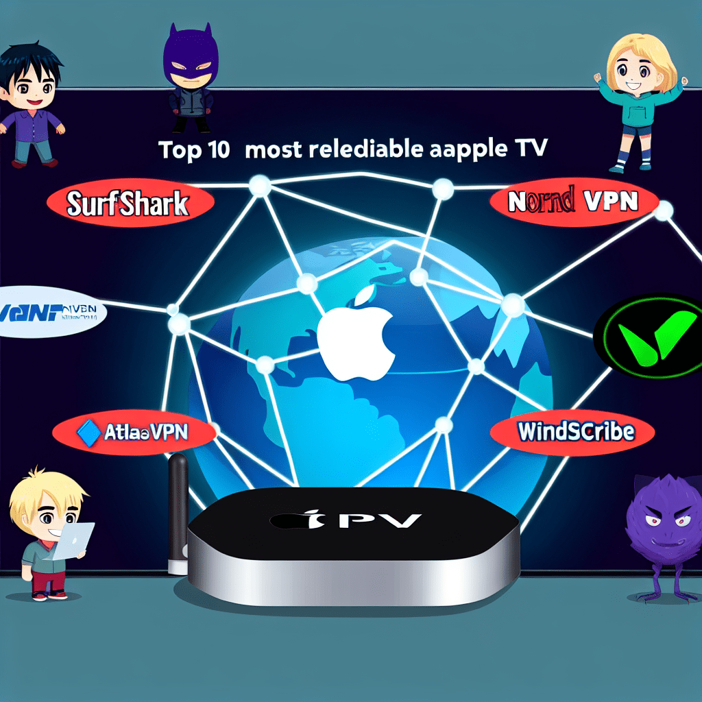 Explore the top reliable VPNs for Apple TV in 2024 for seamless streaming: Surfshark, NordVPN, AtlasVPN, PureVPN, and Windscribe. Enjoy unrestricted content securely!