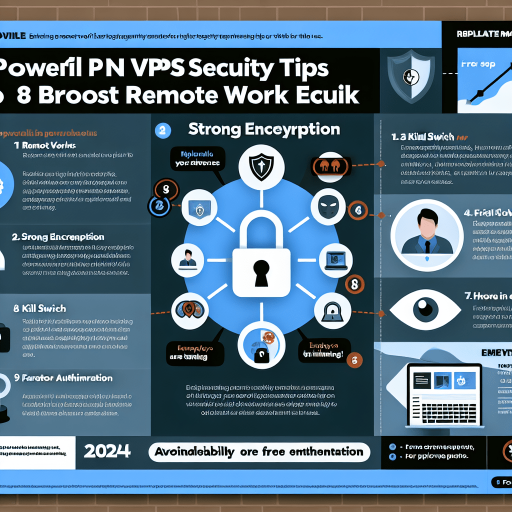 Enhance remote work security in 2024 with a reliable VPN, strong encryption, kill switch, MFA, and employee training. Avoid free VPNs; update software regularly.